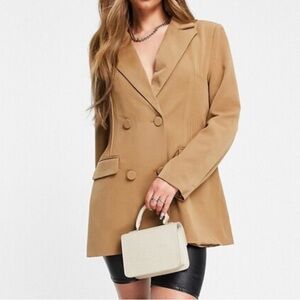 4th & Reckless stitch detail oversized blazer dress in camel SIZE 2